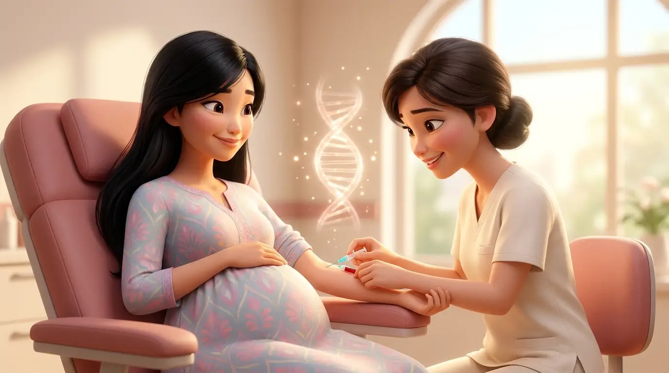 Mẹ bầu lấy máu làm xét nghiệm NIPT sàng lọc di truyền