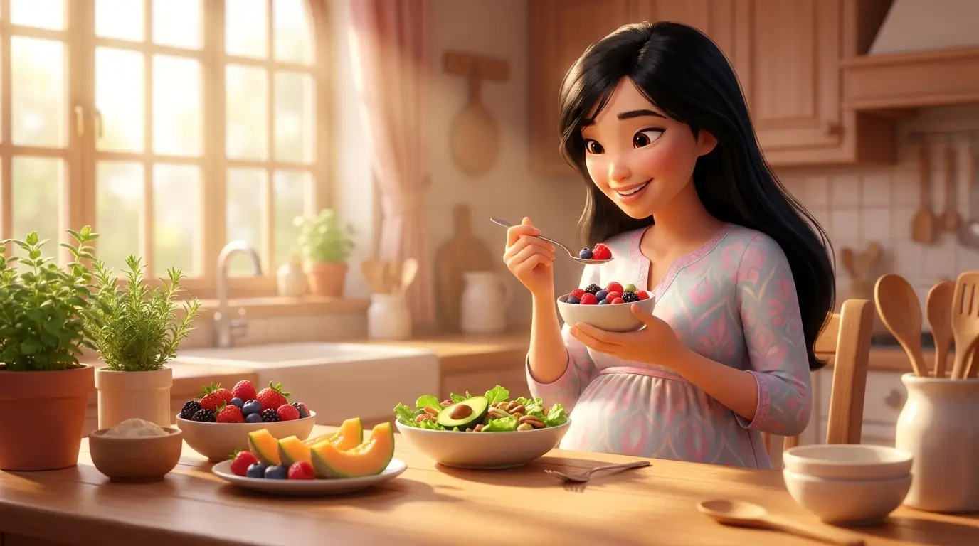 Mẹ bầu ăn uống lành mạnh, chăm sóc bản thân mỗi ngày