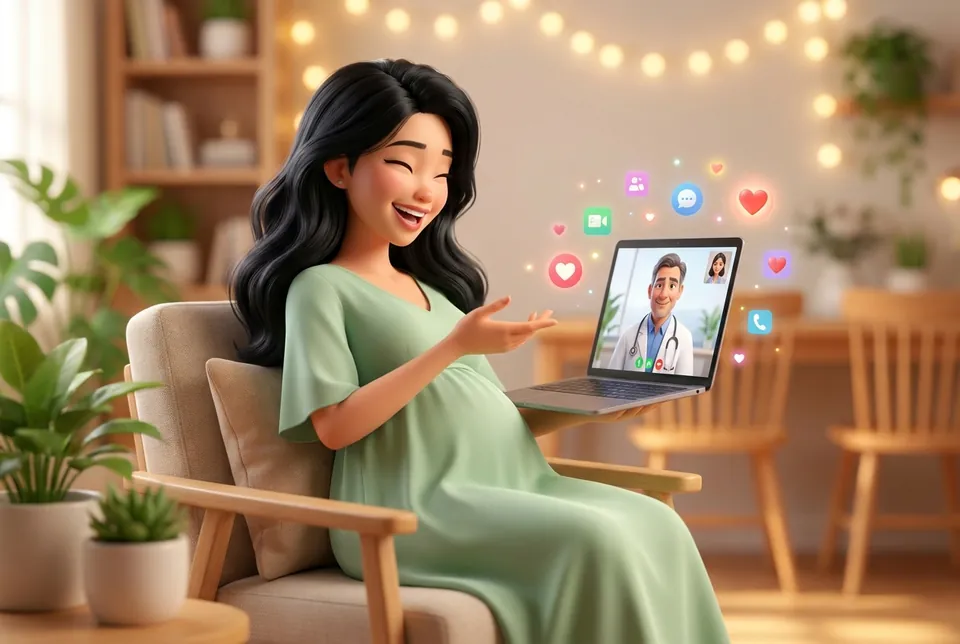 Mẹ bầu gọi video hỏi đáp cùng bác sĩ